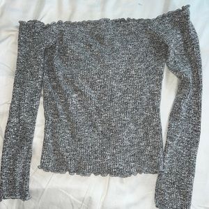 Windsor off the shoulder Heather grey stretchy comfy crop top